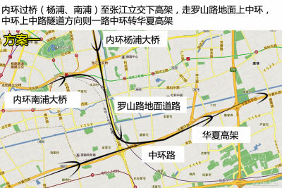 首先推荐的一条线路便是中环,内环转华夏高架路线.