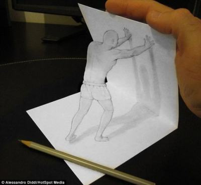 惊人3d立体铅笔画